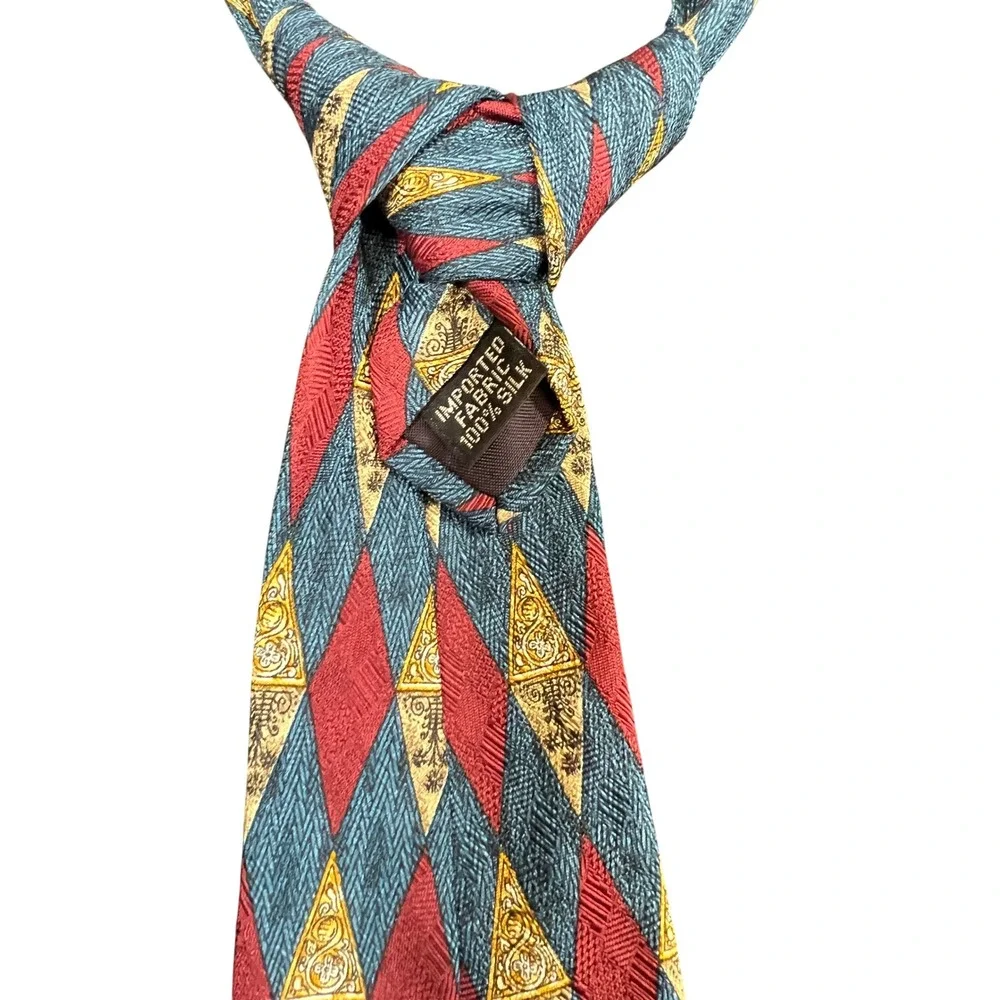 Geoffrey Beene Silk Necktie Diamond Pattern Classic Men's Fashion Tie‎